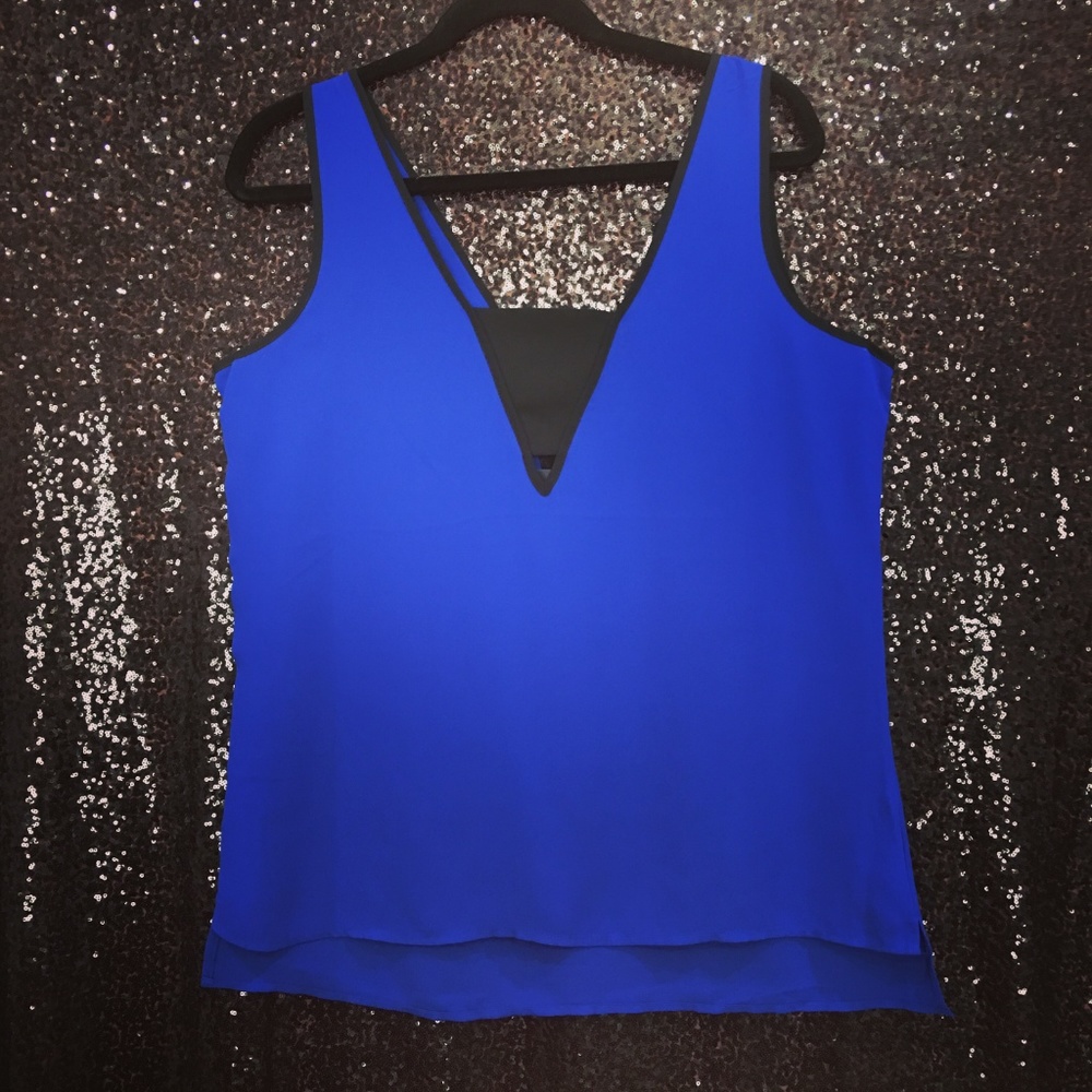 Express Blue and Black Peep Hole Tank Top